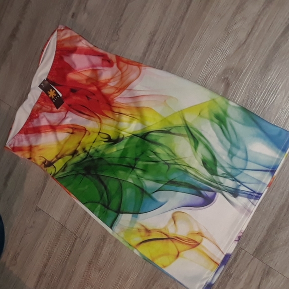Strapless Rainbow Smoke on the Water Mini Dress L - Picture 3 of 3
